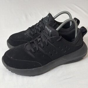 LiteRide Crocs Women's 10 Black Suede Work Shoe Sneaker Lace-Up Comfy Casual Gym
